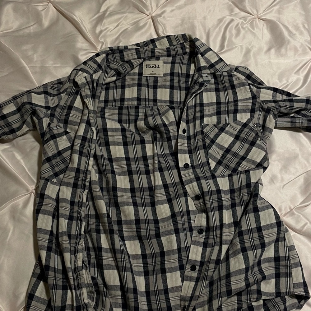 Mudd Checkered Shirt in Black and Cream